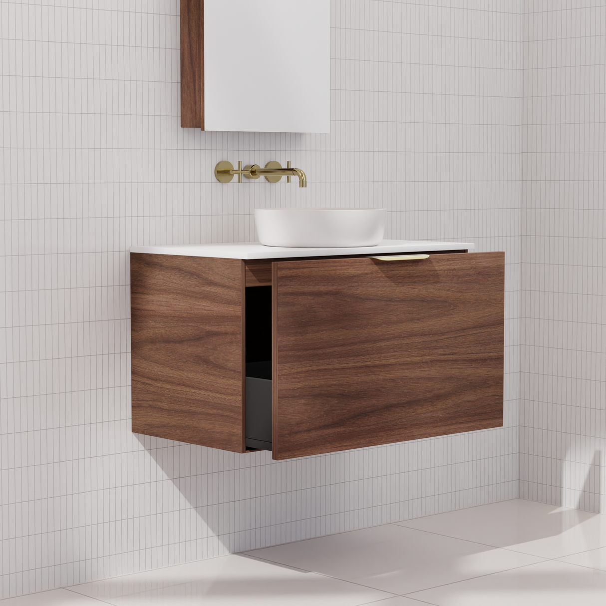Zoe - 750mm Walnut Wall Hung Vanity