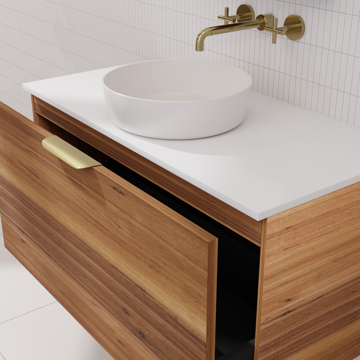 Zoe - 900mm Blackbutt Wall Hung Vanity
