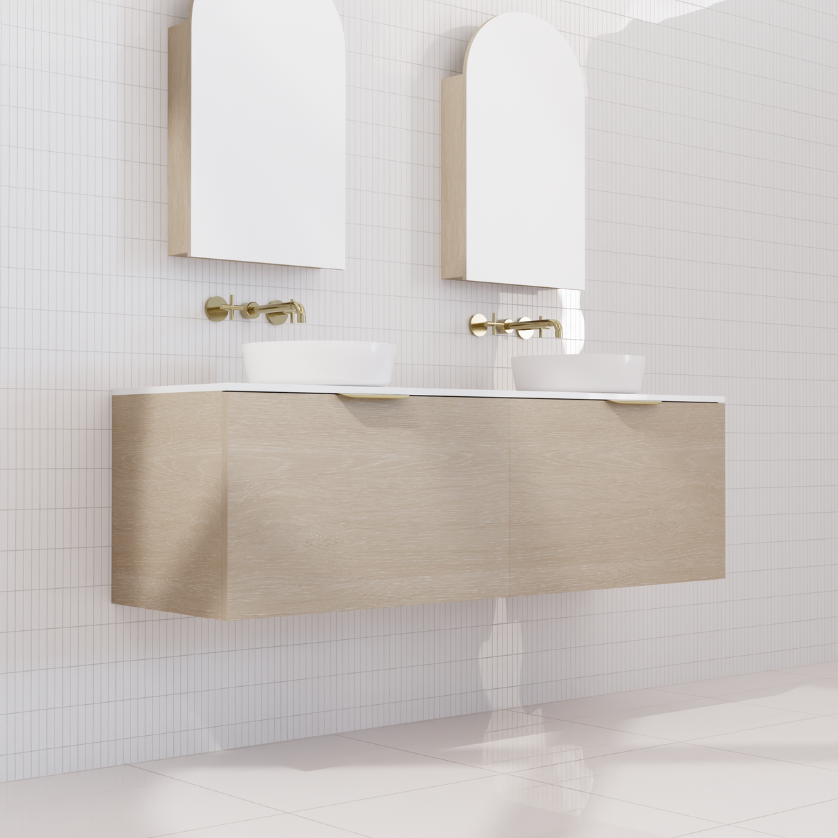 Zoe - 1500mm Coastal Oak Wall Hung Vanity