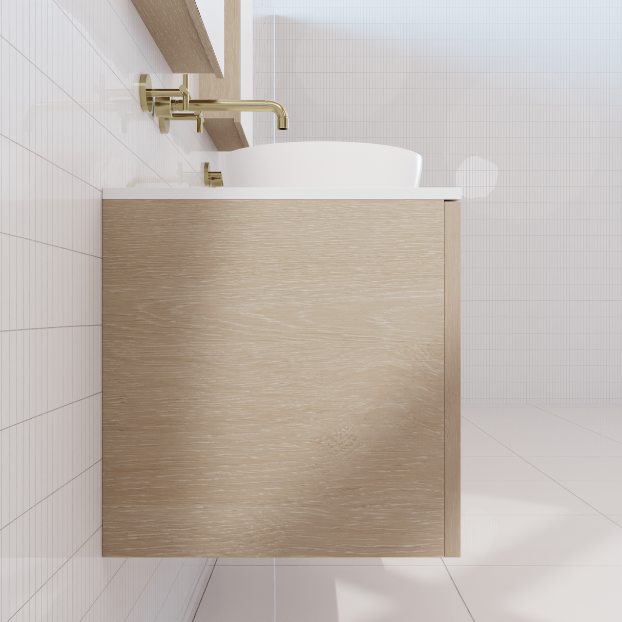 Zoe - 1500mm Coastal Oak Wall Hung Vanity