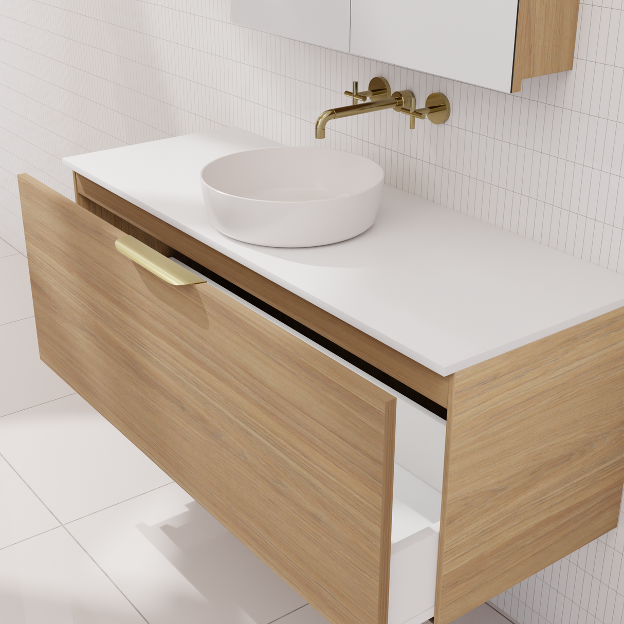 Zoe - 1200mm Prime Oak Wall Hung Vanity