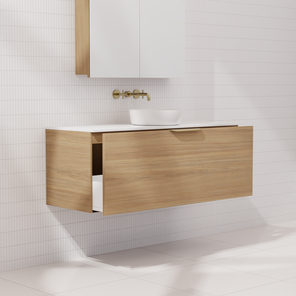Zoe - 1200mm Prime Oak Wall Hung Vanity