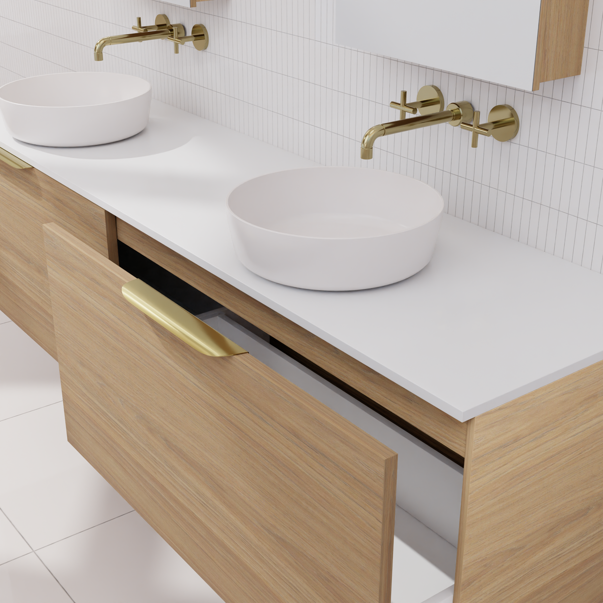 Zoe - 1800mm Prime Oak Wall Hung Vanity