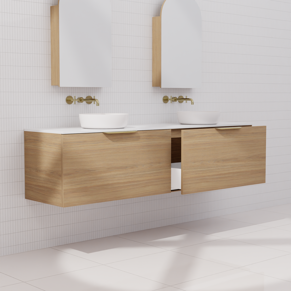 Zoe - 1800mm Prime Oak Wall Hung Vanity