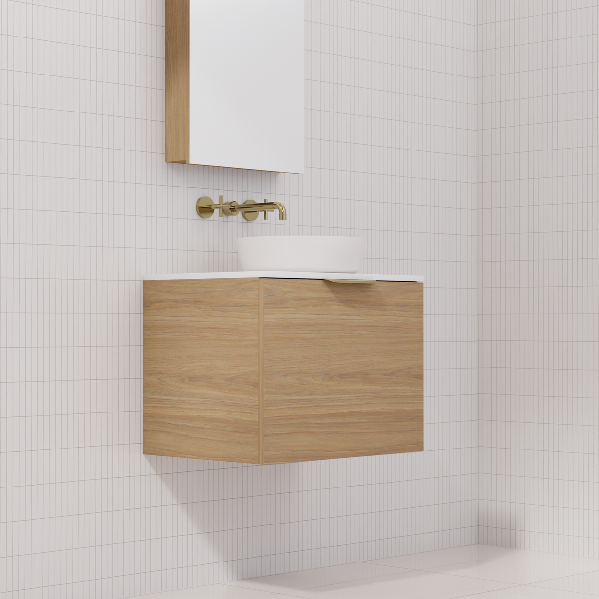 Zoe - 600mm Prime Oak Wall Hung Vanity