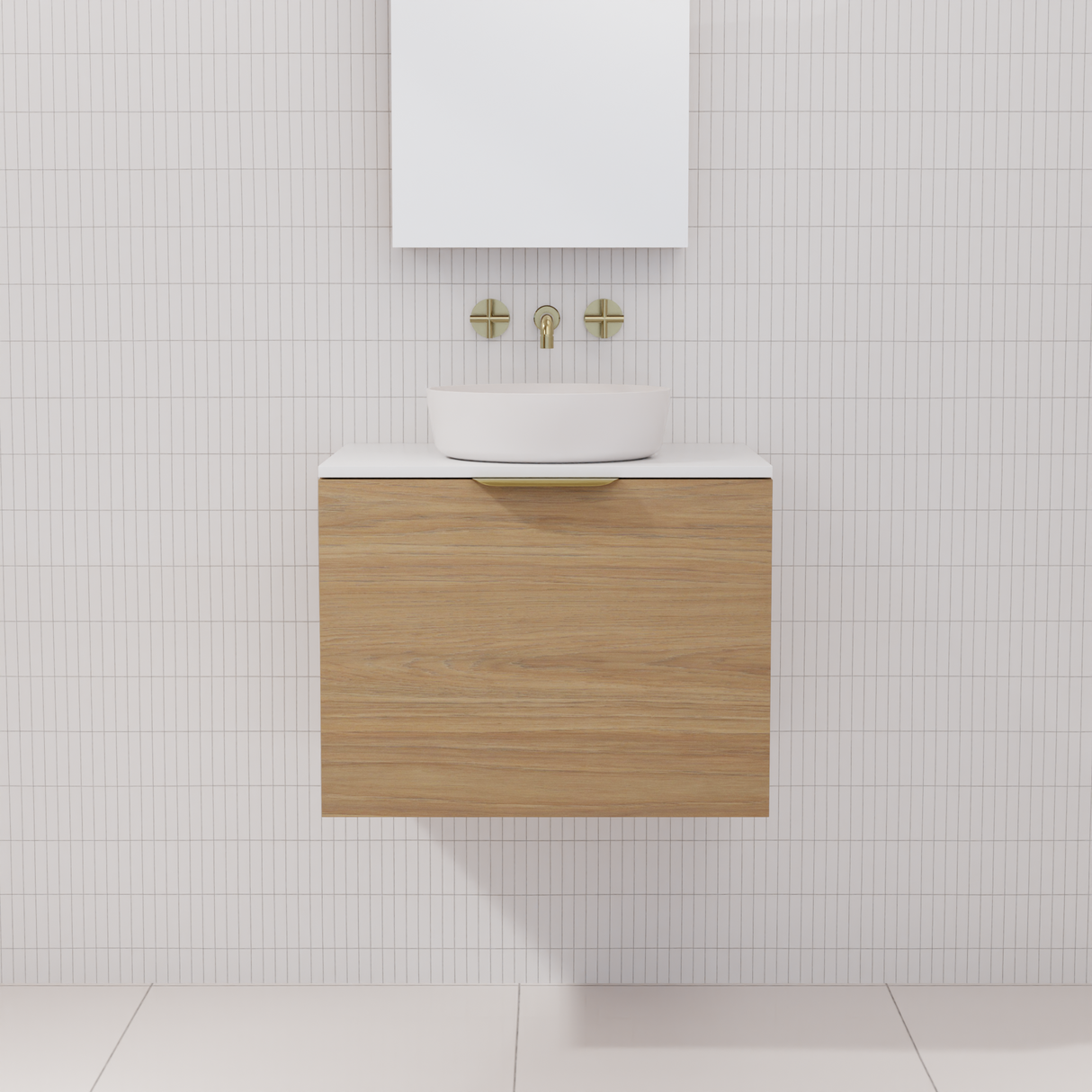 Zoe - 600mm Prime Oak Wall Hung Vanity