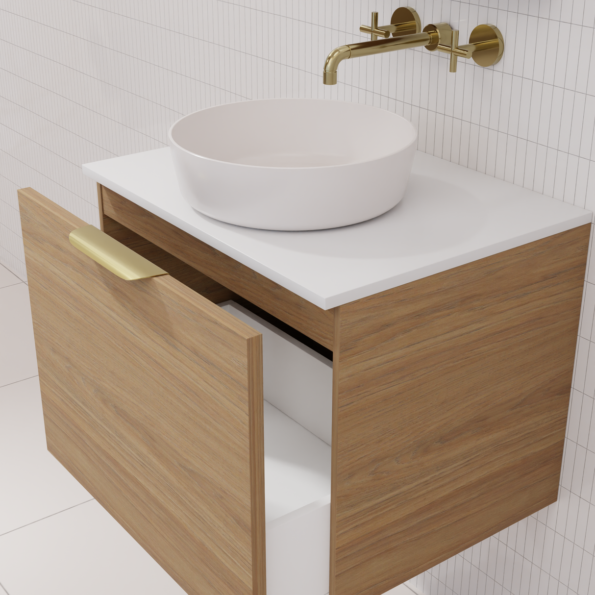 Zoe - 600mm Prime Oak Wall Hung Vanity