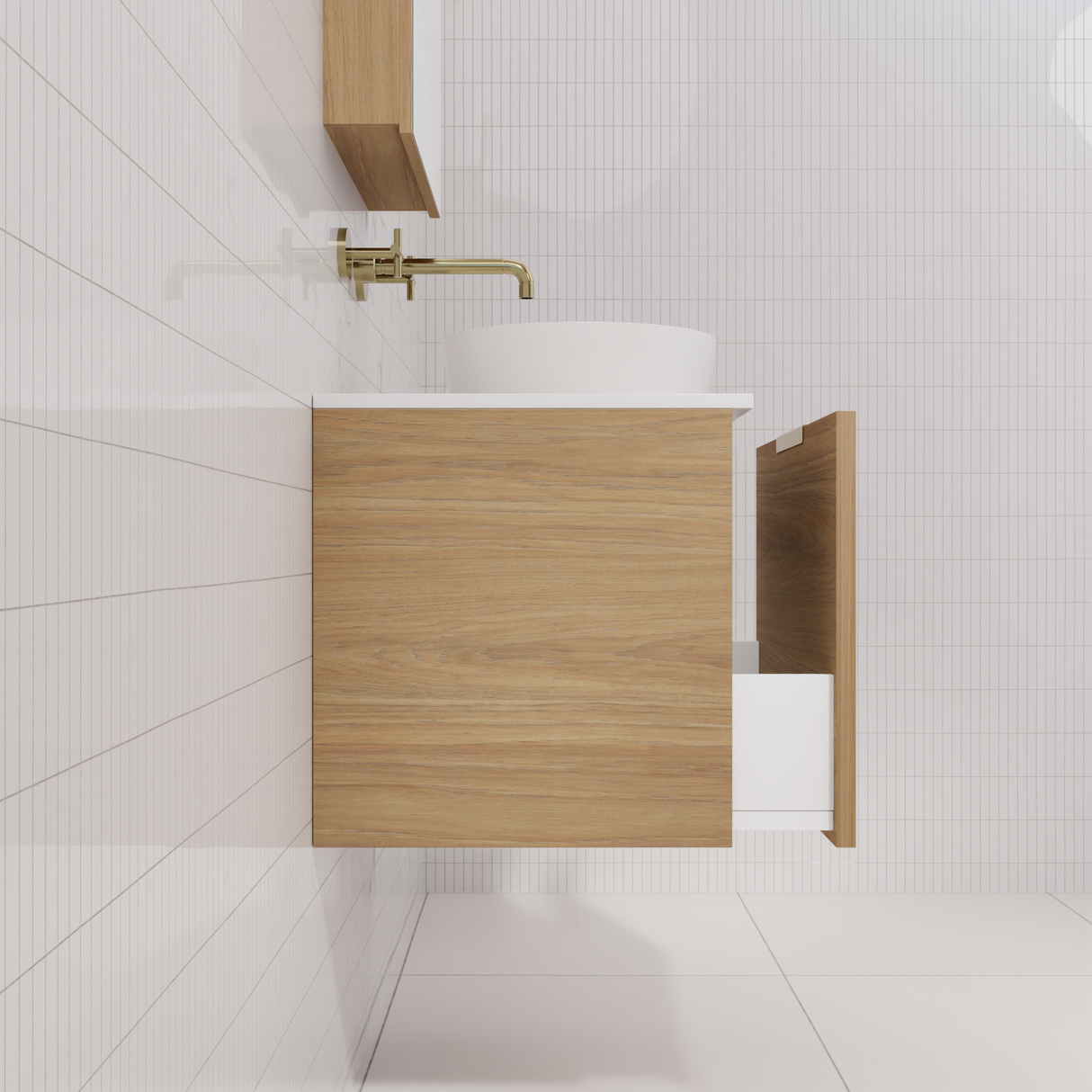 Zoe - 600mm Prime Oak Wall Hung Vanity