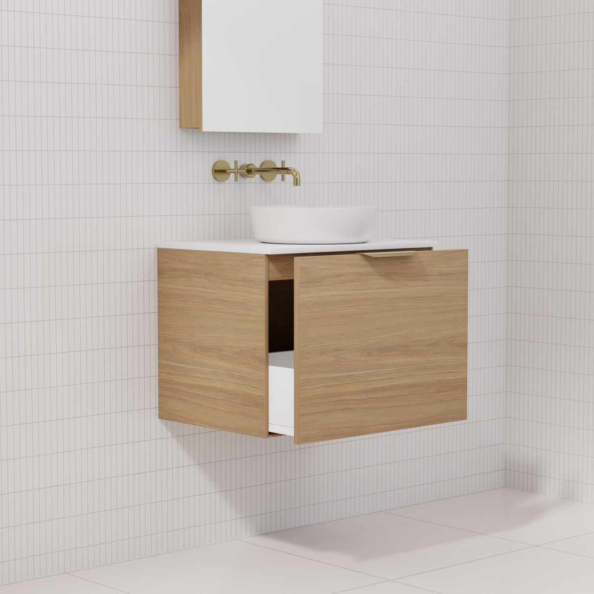 Zoe - 600mm Prime Oak Wall Hung Vanity