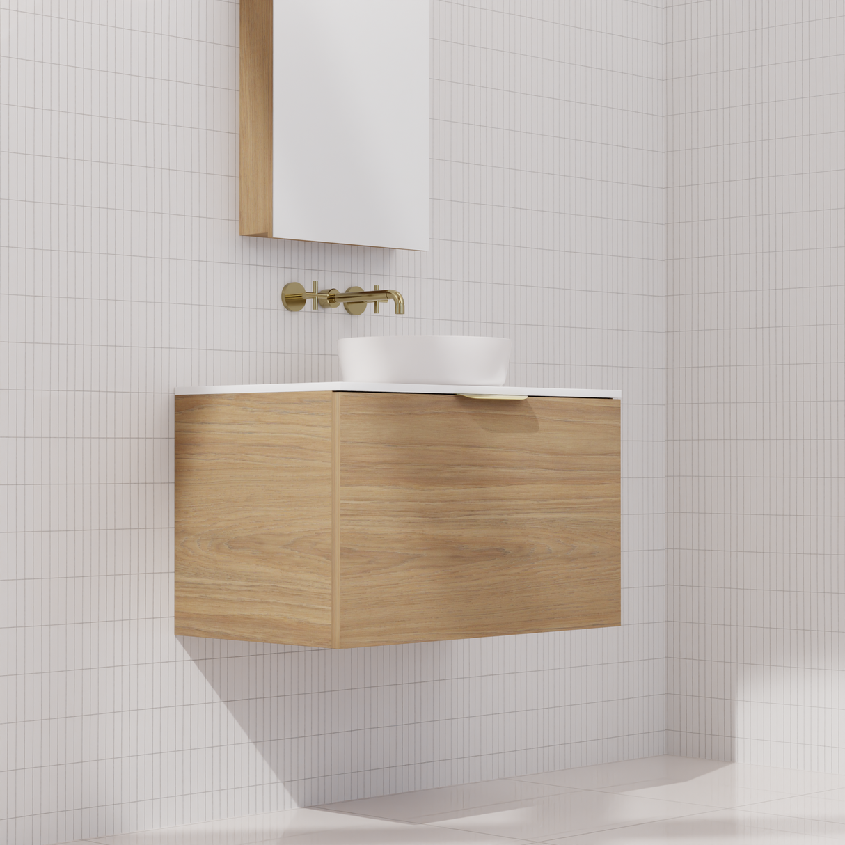 Zoe - 750mm Prime Oak Wall Hung Vanity