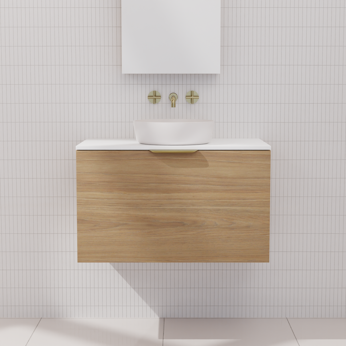 Zoe - 750mm Prime Oak Wall Hung Vanity