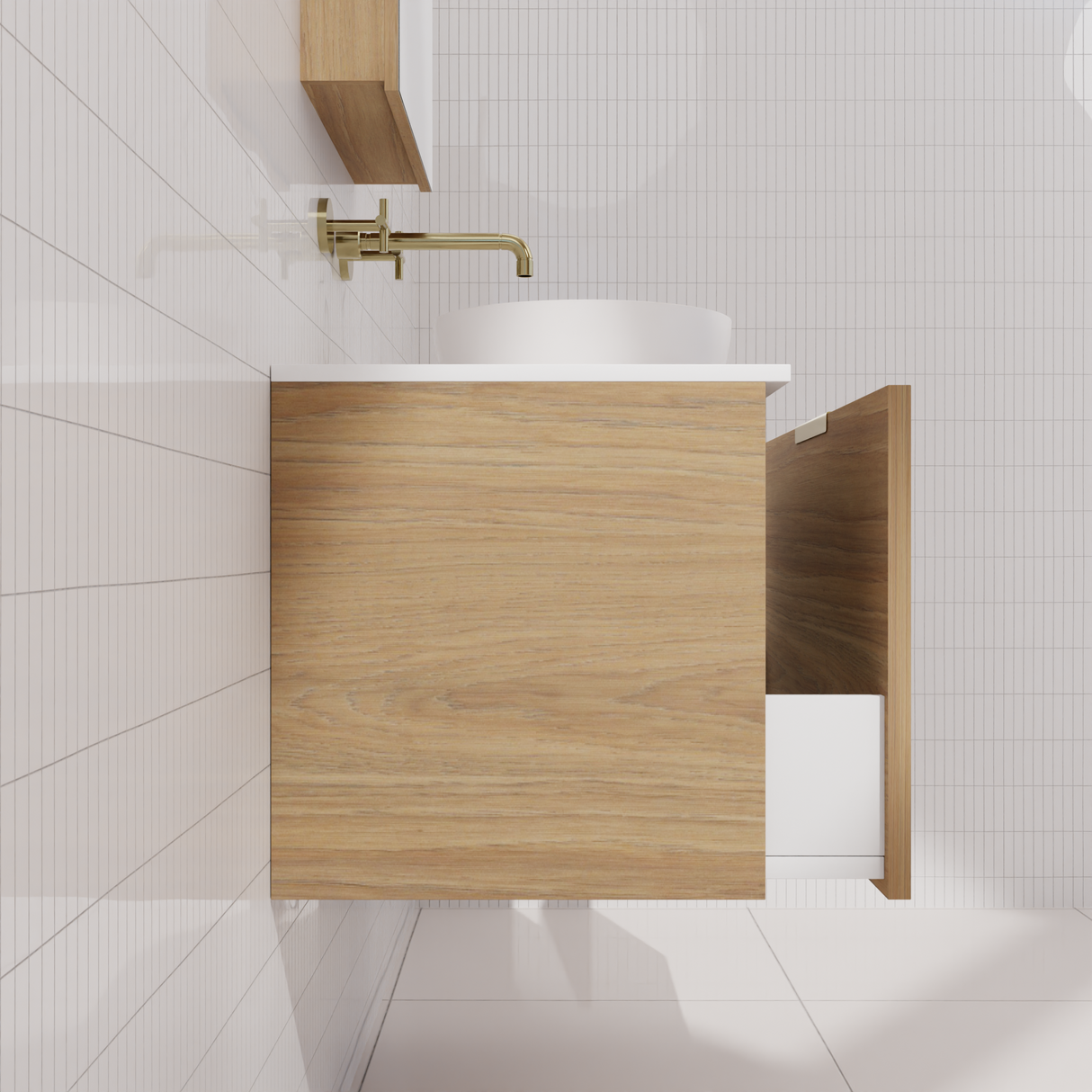 Zoe - 750mm Prime Oak Wall Hung Vanity