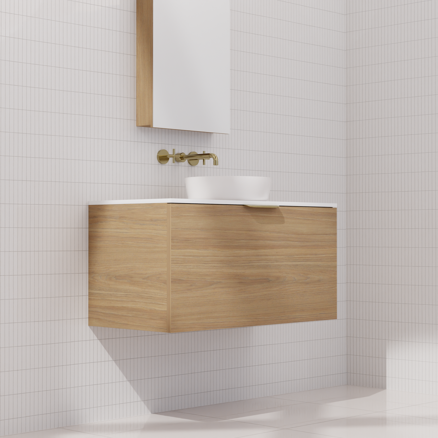 Zoe - 900mm Prime Oak Wall Hung Vanity