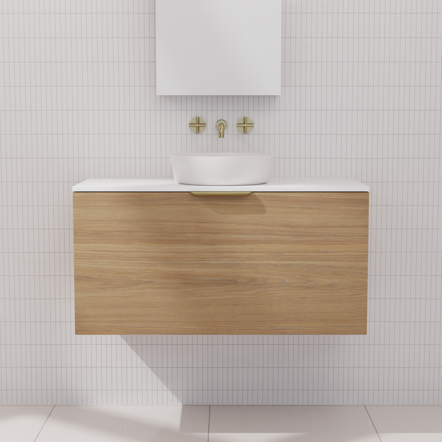 Zoe - 900mm Prime Oak Wall Hung Vanity