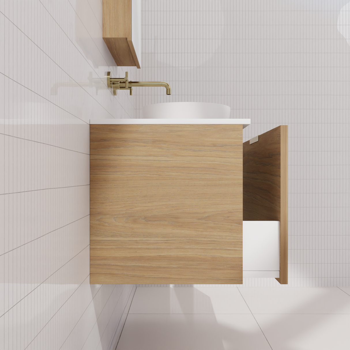 Zoe - 900mm Prime Oak Wall Hung Vanity