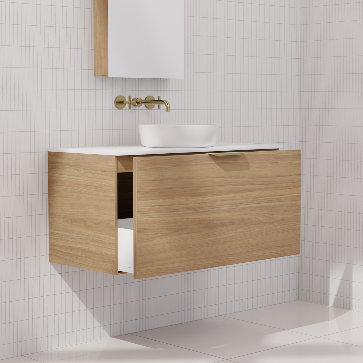 Zoe - 900mm Prime Oak Wall Hung Vanity