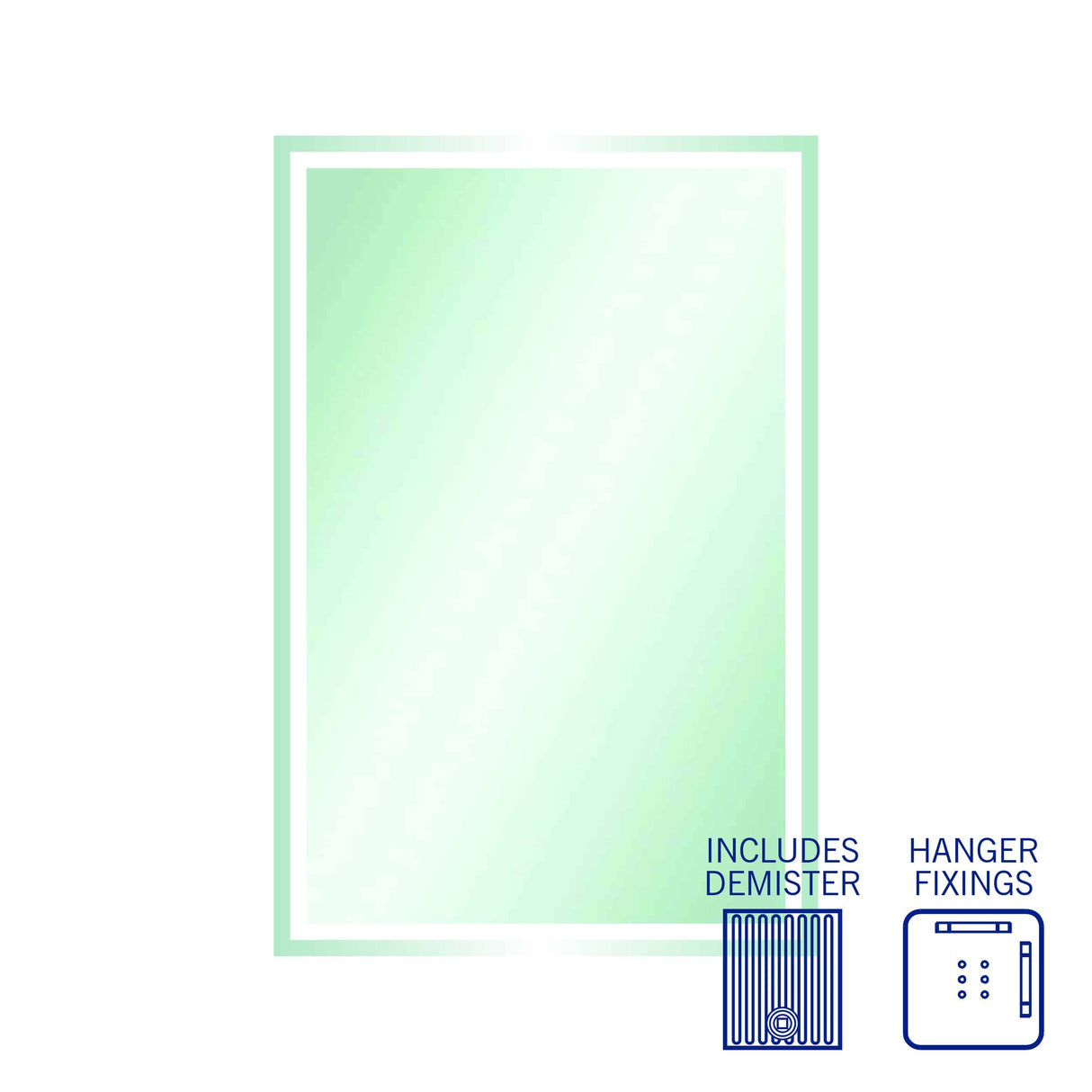 Ablaze - Sierra Rectangle Polished Edge Mirror with Sandblasted Border - 1200x800mm with Hangers and Demister