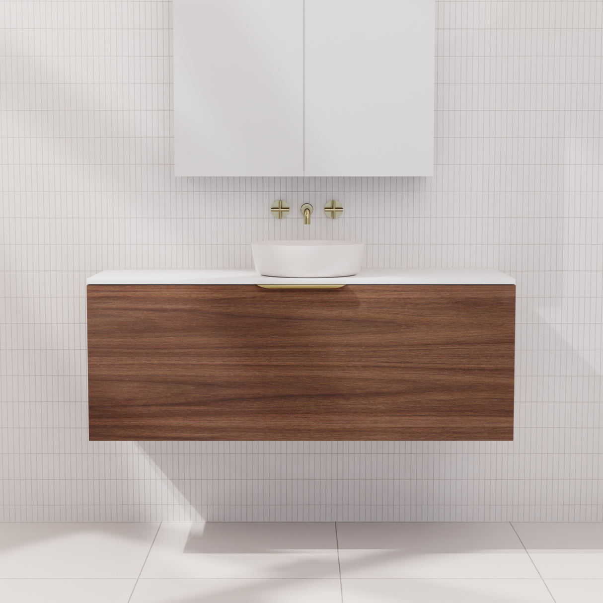 Zoe - 1200mm Walnut Wall Hung Vanity