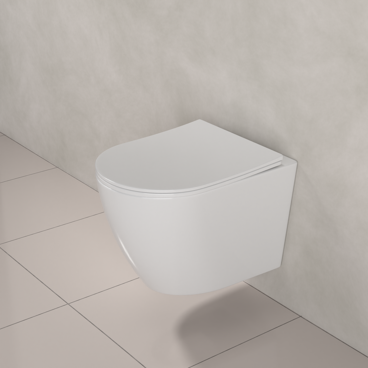 Icarus - Gloss White Rimless Wall Hung Pan w Soft-Close Seat