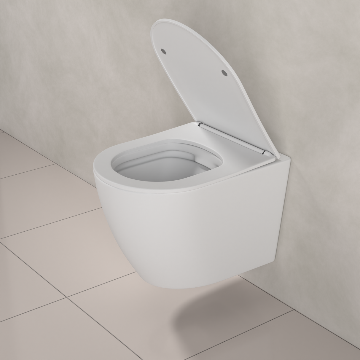 Icarus - Matte White Rimless Wall Hung Pan w Soft-Close Seat