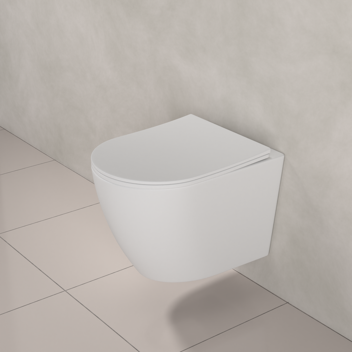 Icarus - Matte White Rimless Wall Hung Pan w Soft-Close Seat