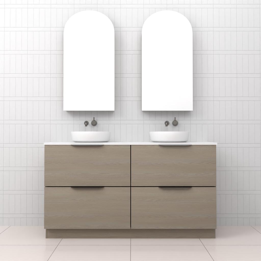 Celeste Duo - 1500mm Smoked Ash Freestanding Vanity