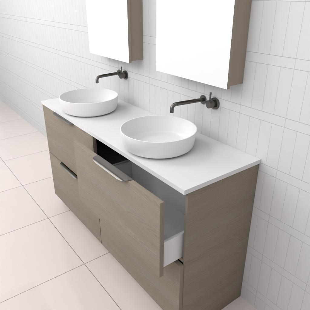 Celeste Duo - 1500mm Smoked Ash Freestanding Vanity
