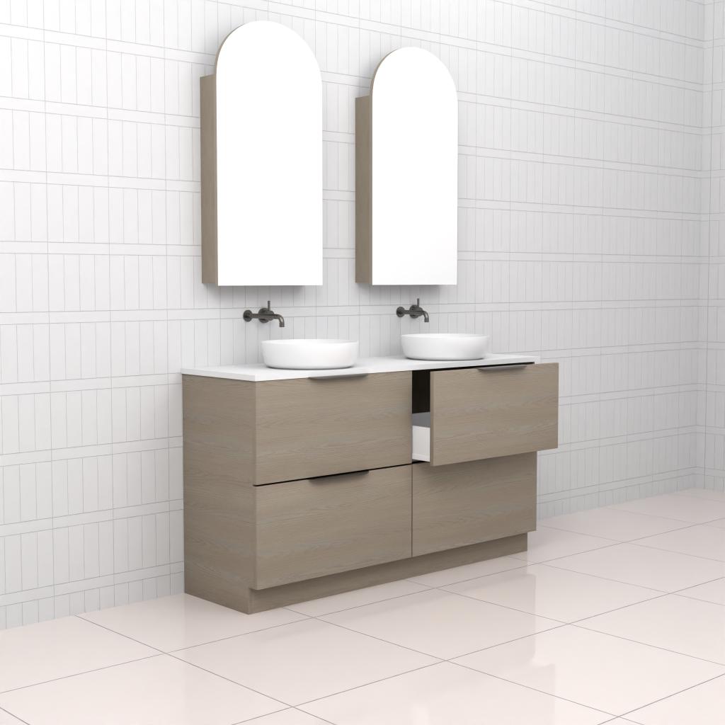 Celeste Duo - 1500mm Smoked Ash Freestanding Vanity