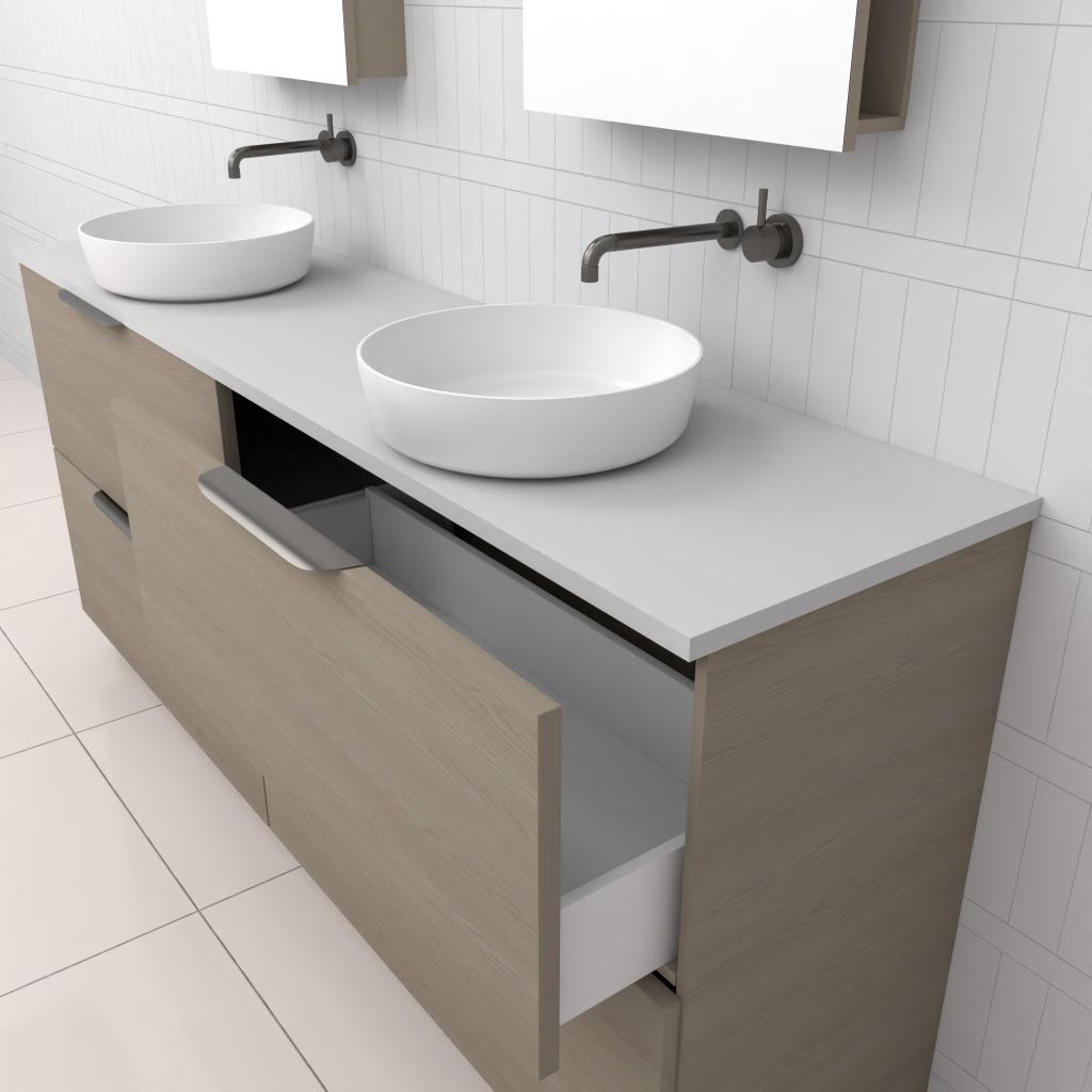 Celeste Duo - 1800mm Smoked Ash Freestanding Vanity