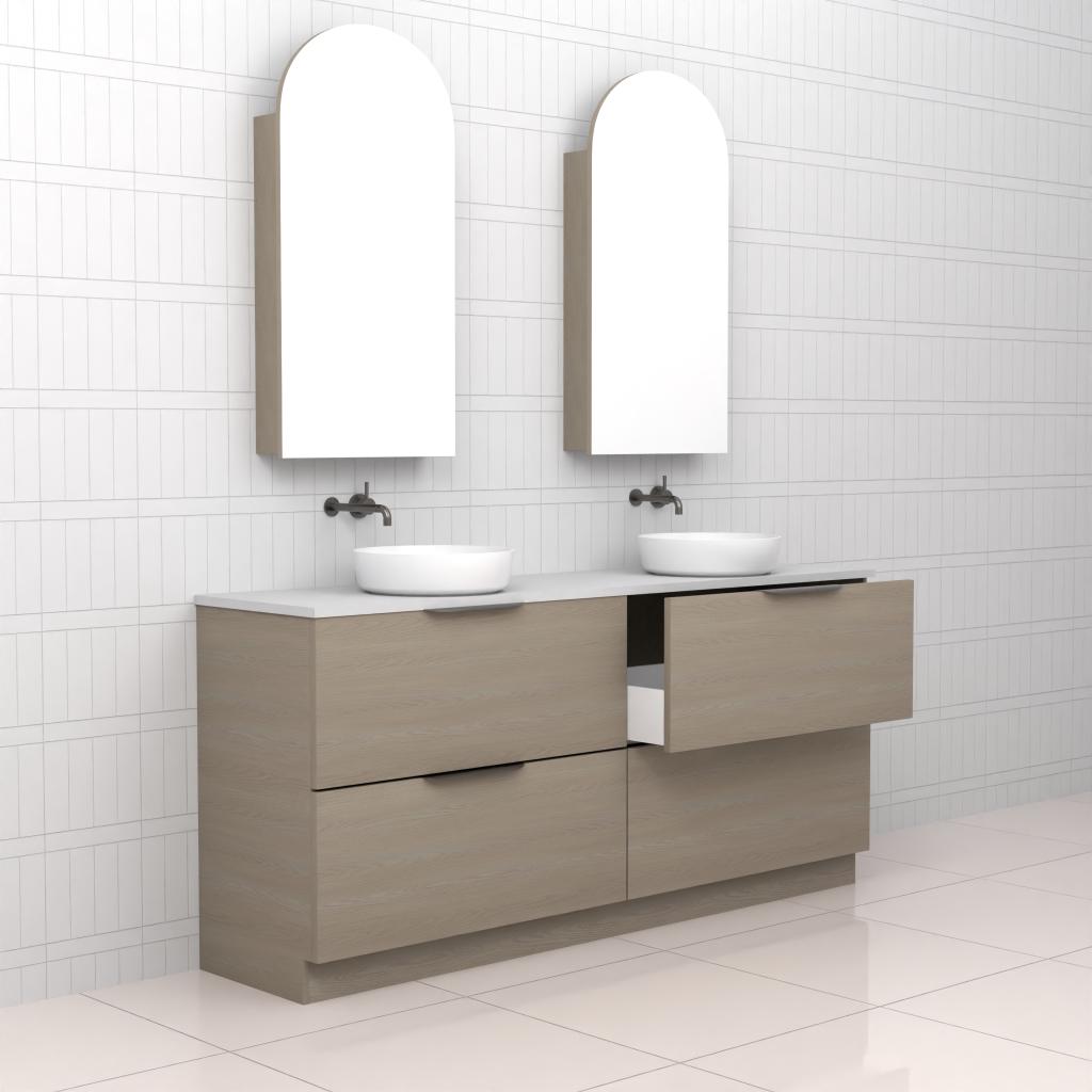 Celeste Duo - 1800mm Smoked Ash Freestanding Vanity