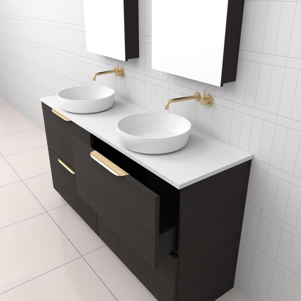 Celeste Duo - 1500mm Smoked Onyx Freestanding Vanity