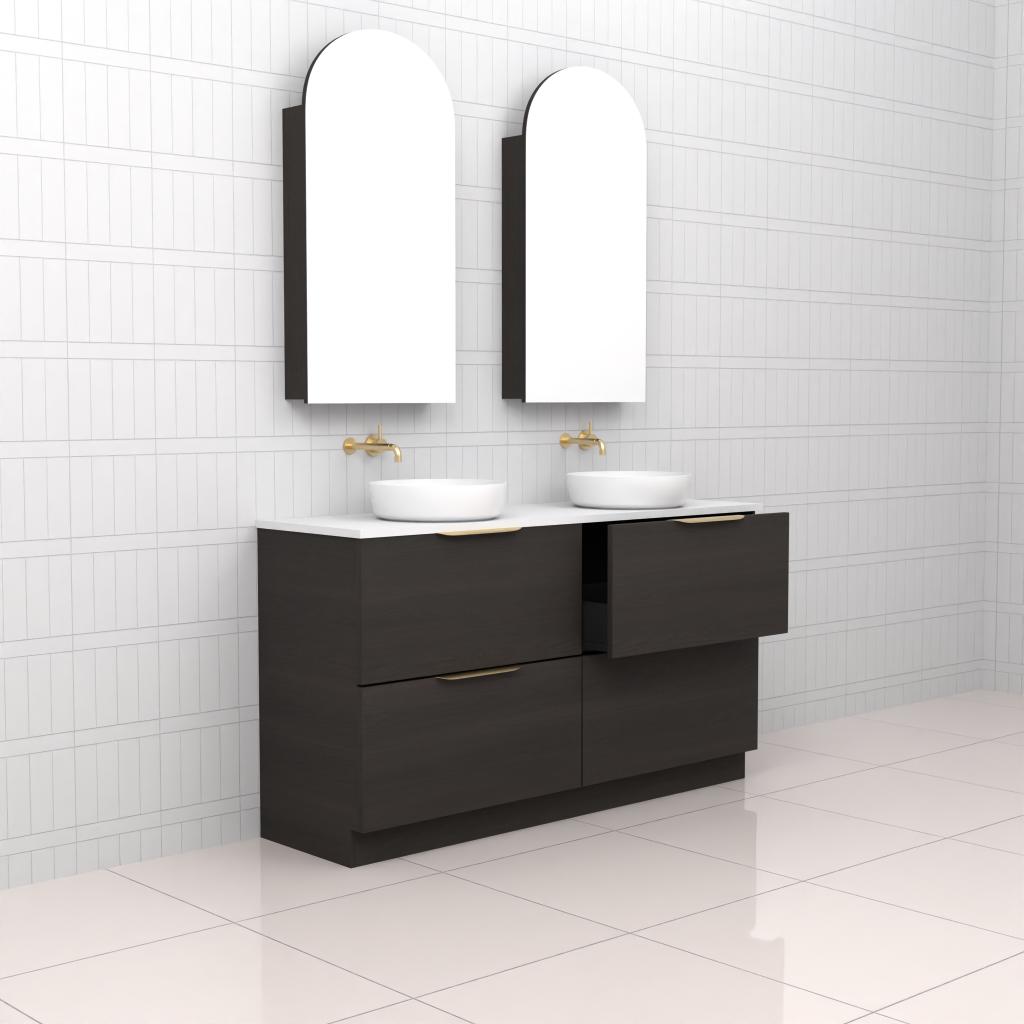 Celeste Duo - 1500mm Smoked Onyx Freestanding Vanity