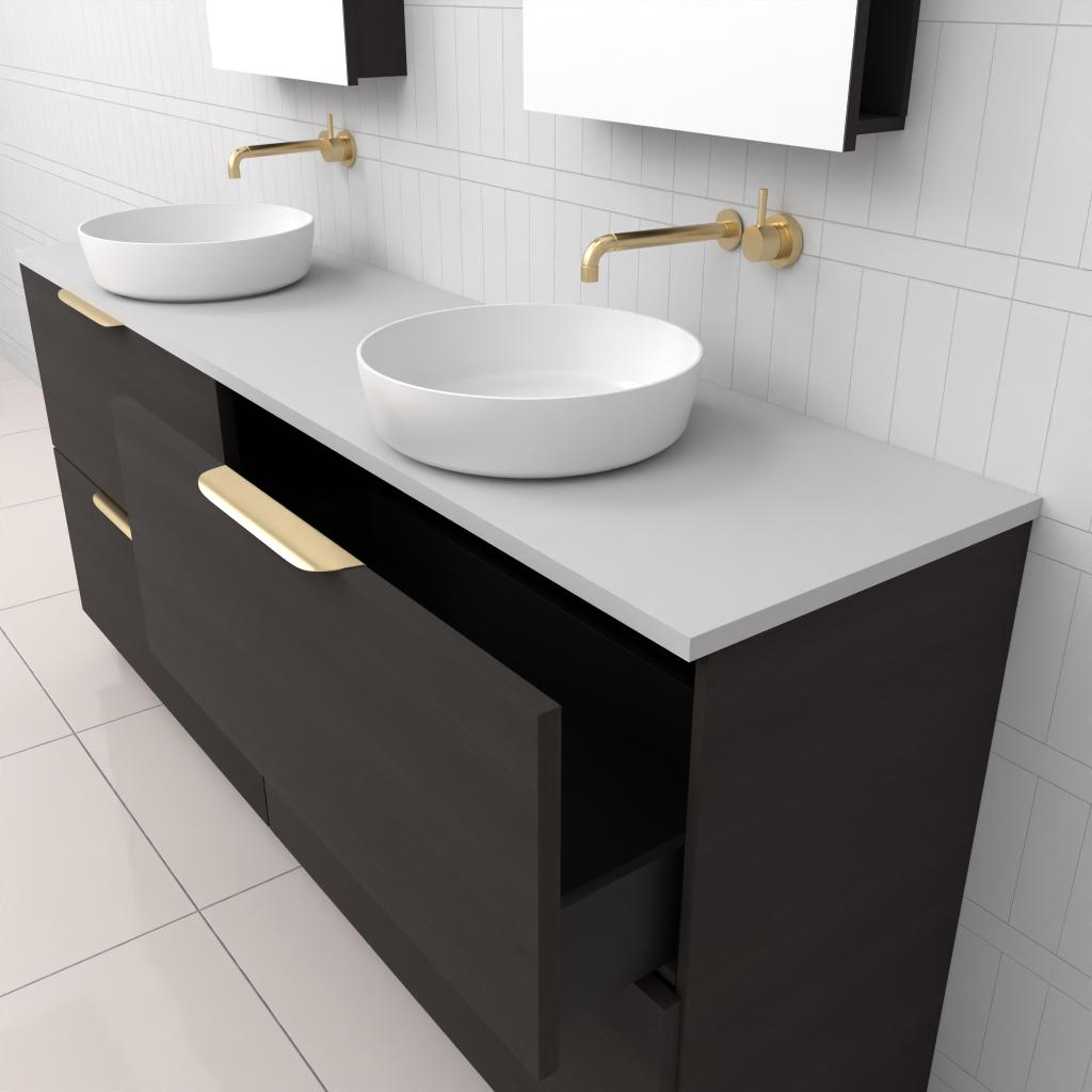 Celeste Duo - 1800mm Smoked Onyx Freestanding Vanity