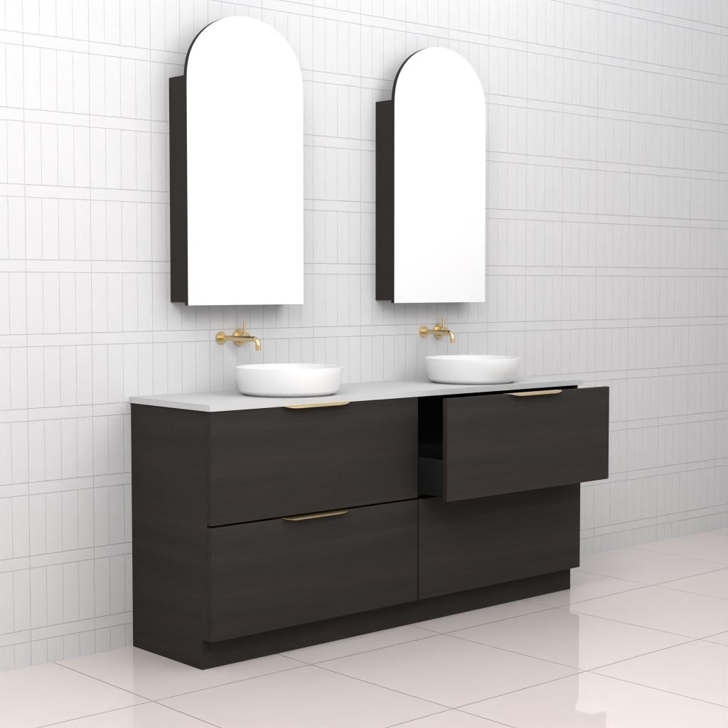 Celeste Duo - 1800mm Smoked Onyx Freestanding Vanity