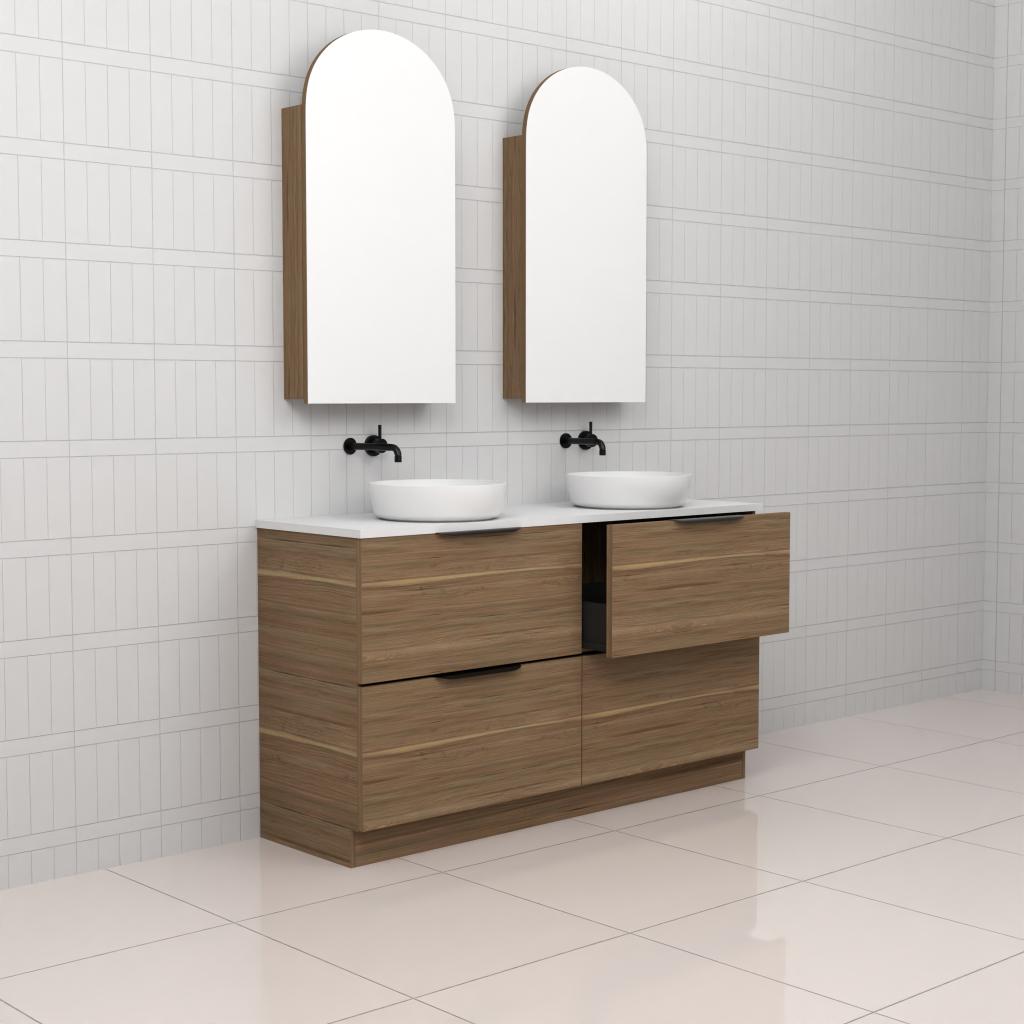 Celeste Duo - 1500mm Tuscan Oak Freestanding Vanity