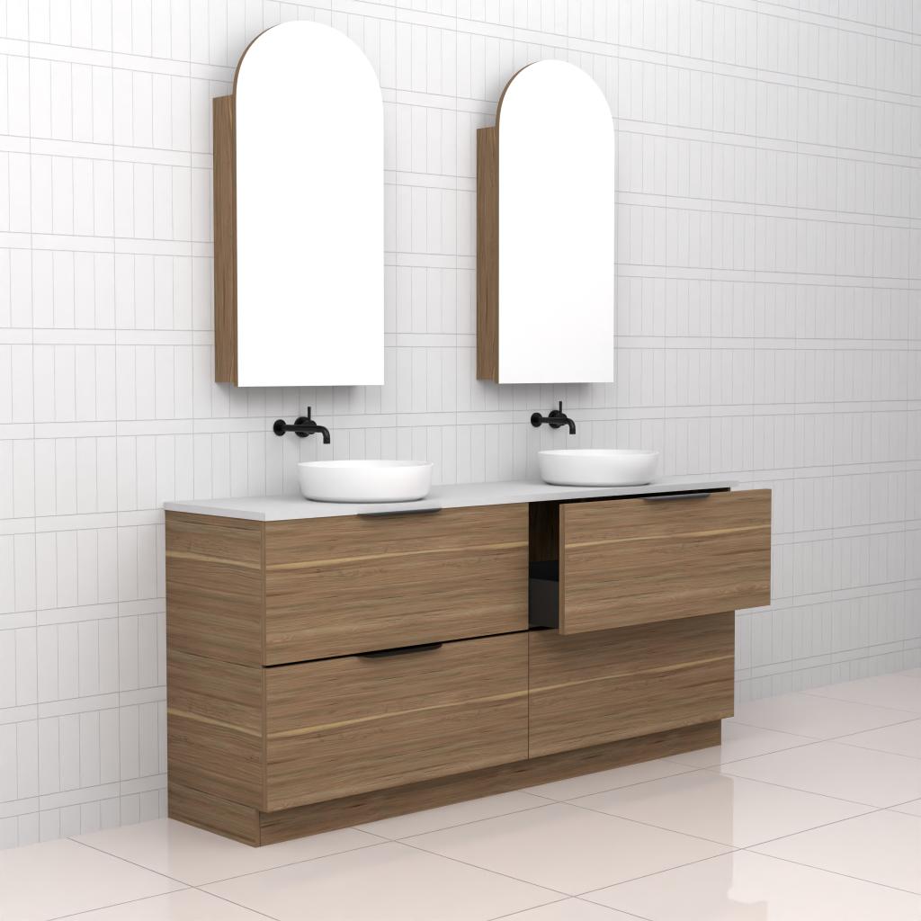 Celeste Duo - 1800mm Tuscan Oak Freestanding Vanity