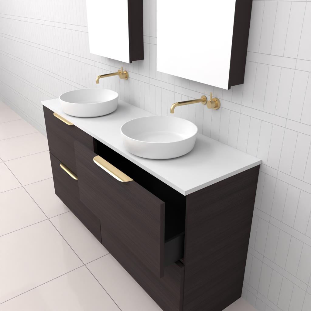 Celeste Duo - 1500mm Espresso Oak Freestanding Vanity