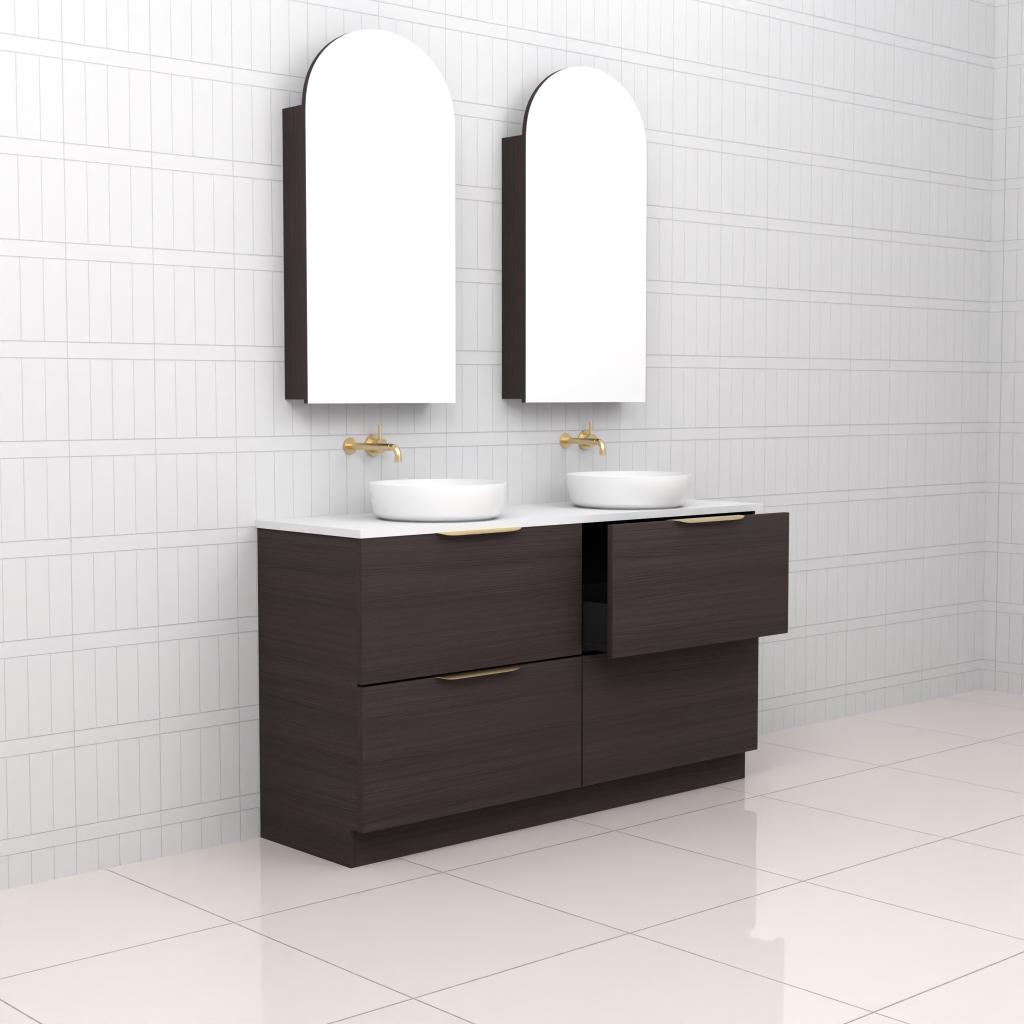 Celeste Duo - 1500mm Espresso Oak Freestanding Vanity