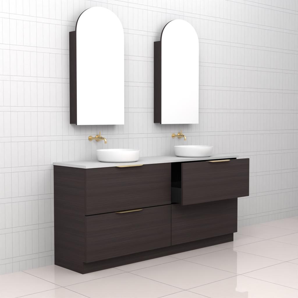 Celeste Duo - 1800mm Espresso Oak Freestanding Vanity