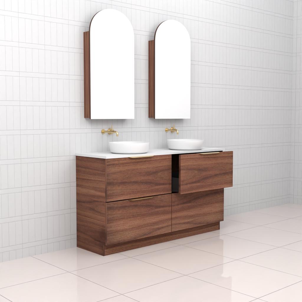 Celeste Duo - 1500mm Walnut Freestanding Vanity