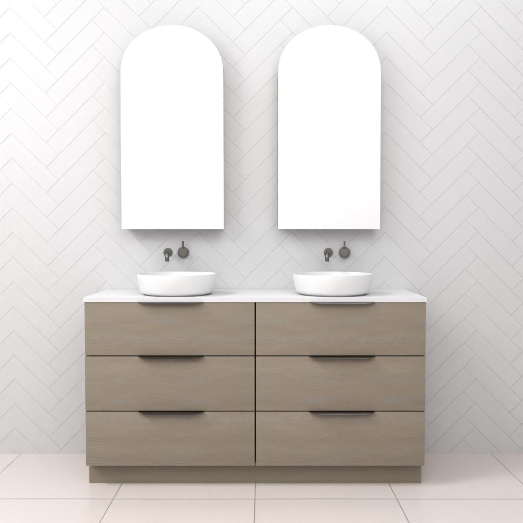 Celeste Trio - 1500mm Smoked Ash Freestanding Vanity