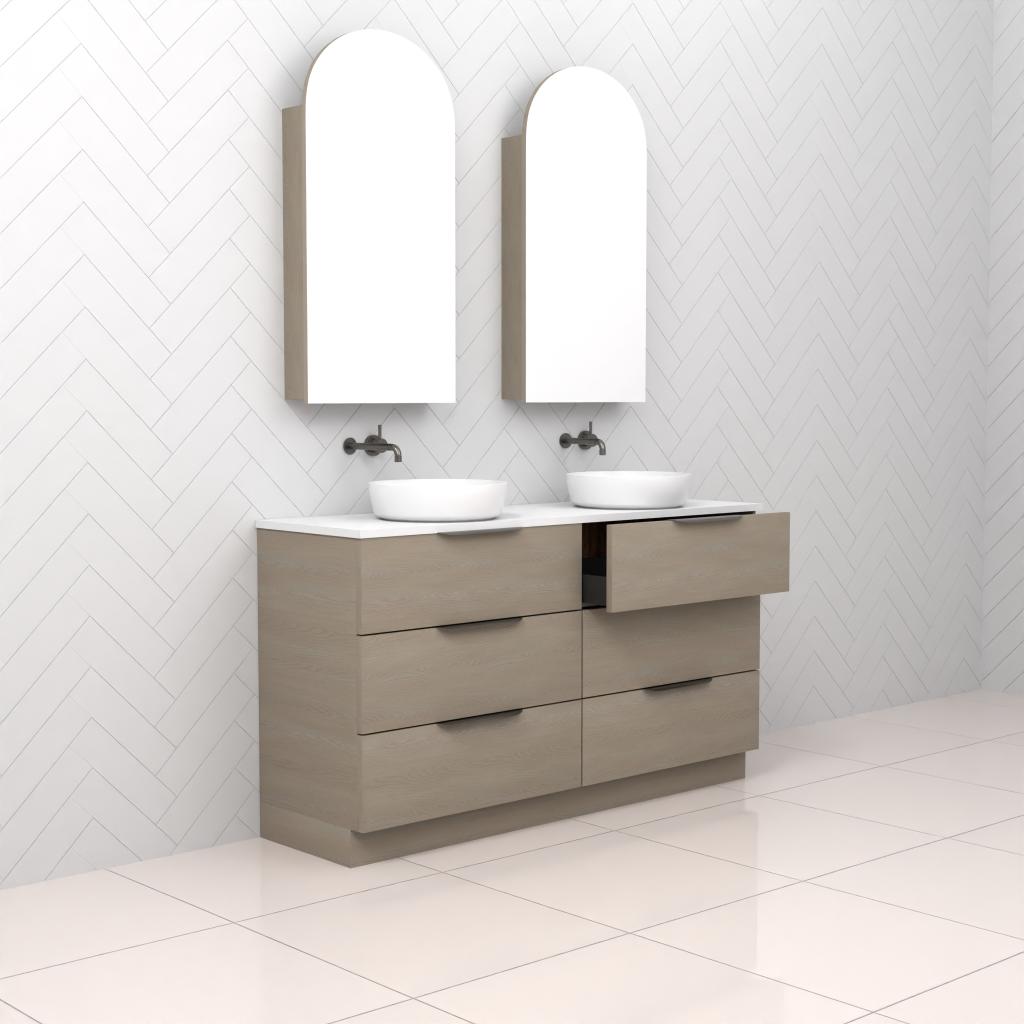 Celeste Trio - 1500mm Smoked Ash Freestanding Vanity