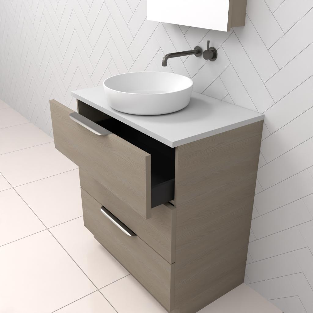 Celeste Trio - 750mm Smoked Ash Freestanding Vanity