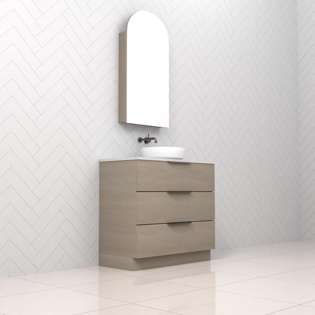 Celeste Trio - 900mm Smoked Ash Freestanding Vanity