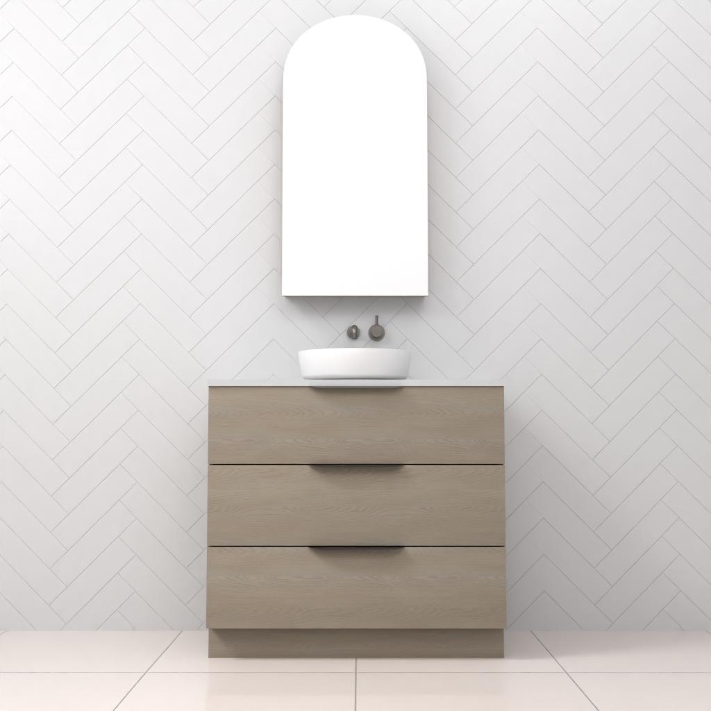 Celeste Trio - 900mm Smoked Ash Freestanding Vanity