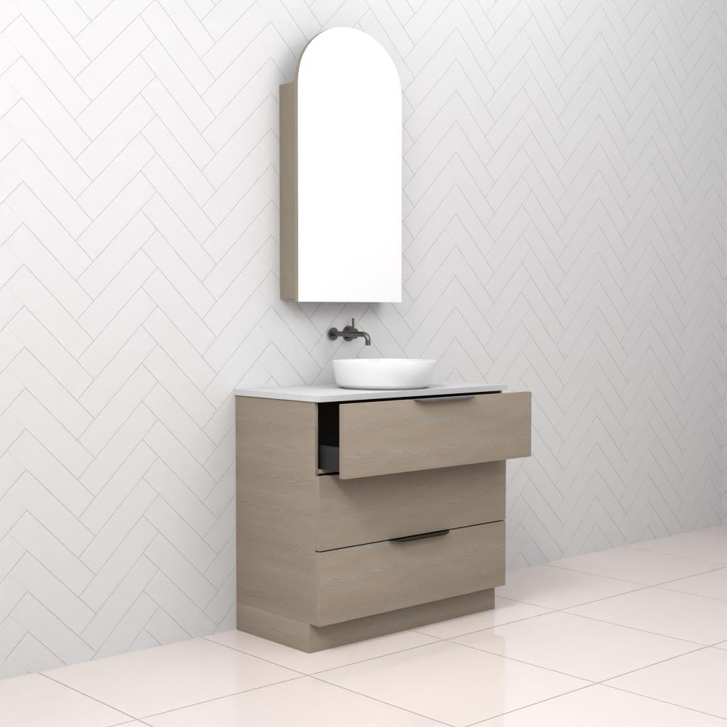 Celeste Trio - 900mm Smoked Ash Freestanding Vanity