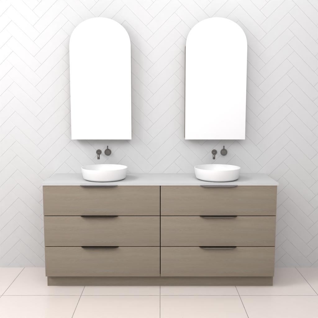 Celeste Trio - 1800mm Smoked Ash Freestanding Vanity