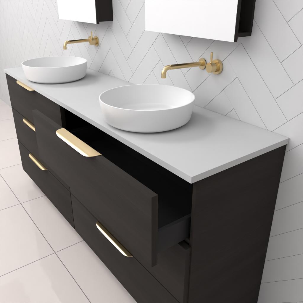Celeste Trio - 1800mm Smoked Onyx Freestanding Vanity