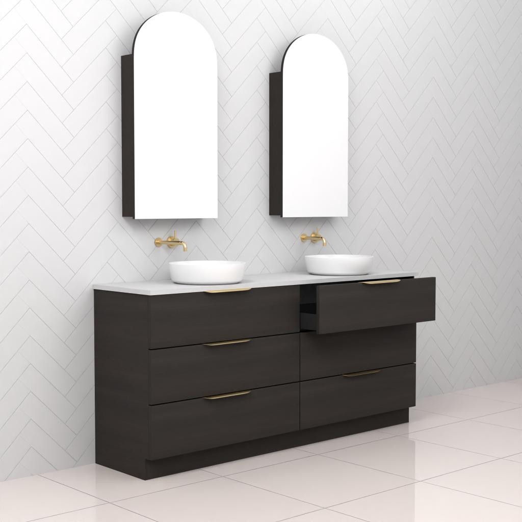 Celeste Trio - 1800mm Smoked Onyx Freestanding Vanity