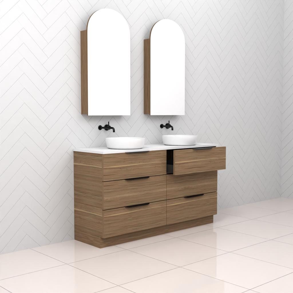 Celeste Trio - 1500mm Tuscan Oak Freestanding Vanity